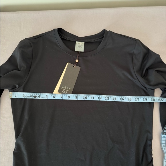 Calia LARGE Activewear Shirt Ruched Long Sleeve Black-NWT - Picture 4 of 9